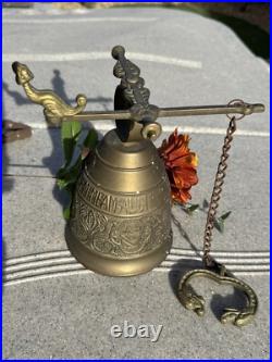 Antique Brass Monastery Bell Dragon Head Handle Vocem Meam Audi Latin