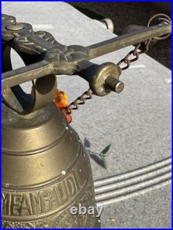 Antique Brass Monastery Bell Dragon Head Handle Vocem Meam Audi Latin