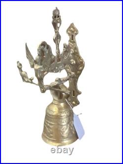 Antique Brass Monastery Bell with Angel & Inscription