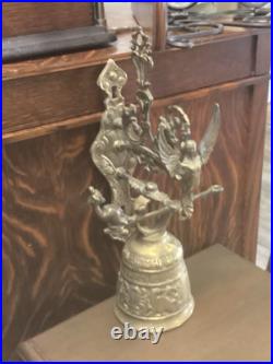 Antique Brass Monastery Bell with Angel & Inscription