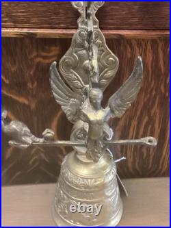 Antique Brass Monastery Bell with Angel & Inscription