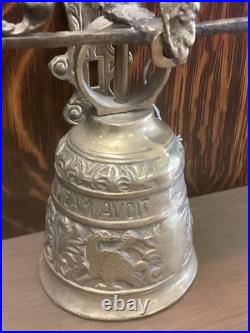Antique Brass Monastery Bell with Angel & Inscription