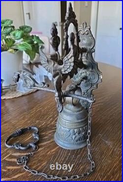 Antique Brass Monastery door Bell Gothic Angel Dragon