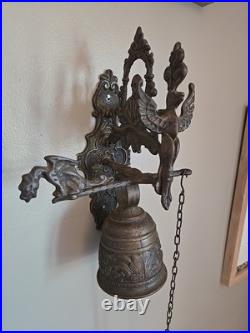 Antique Brass Monastery door Bell Gothic Angel Dragon