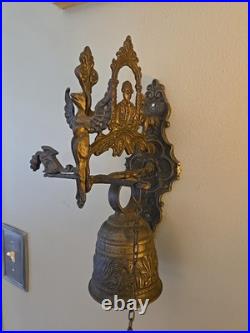 Antique Brass Monastery door Bell Gothic Angel Dragon
