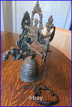 Antique Brass Monastery door Bell Gothic Angel Dragon