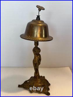 Antique Brass Nude Cherub Hotel Counter Reception Bell Brass 10