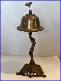Antique Brass Nude Cherub Hotel Counter Reception Bell Brass 10