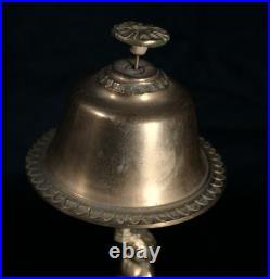 Antique Brass Ornate Hotel Reception Bell Customer Service 10 Nude Cherub (R2)