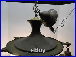 Antique Brass Pan Chandelier 5 Lights Bobeches Ceiling Fixture Ceiling Bell Deco