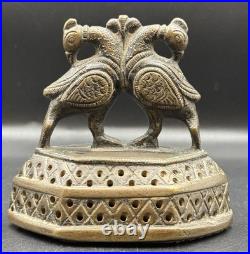 Antique Brass Peacock Bell Handmade Vintage Bird Figurine Decorative Collect