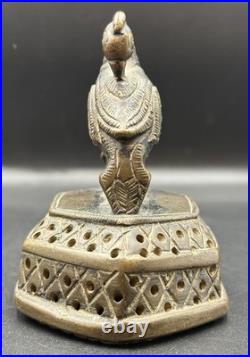 Antique Brass Peacock Bell Handmade Vintage Bird Figurine Decorative Collect