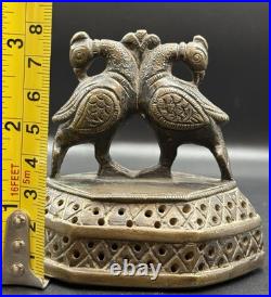 Antique Brass Peacock Bell Handmade Vintage Bird Figurine Decorative Collect