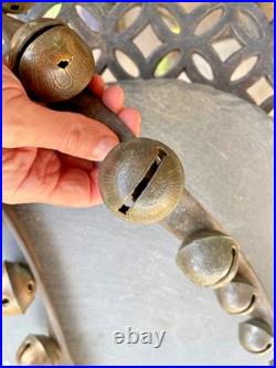 Antique Brass Petal Sleigh Bell Strap W. E. Barton WEB Running Horse 1880s
