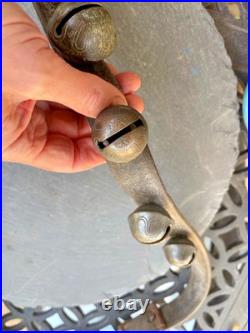 Antique Brass Petal Sleigh Bell Strap W. E. Barton WEB Running Horse 1880s Antique Brass Petal Sleigh Bell Strap W. E. Barton WEB Running Horse 1880s