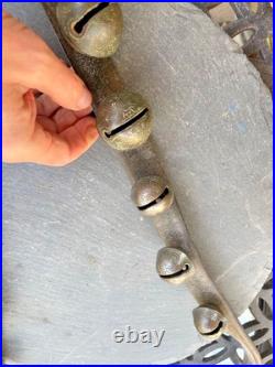 Antique Brass Petal Sleigh Bell Strap W. E. Barton WEB Running Horse 1880s