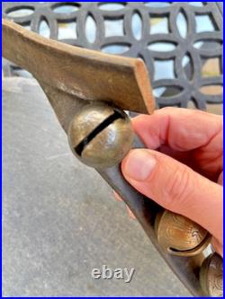 Antique Brass Petal Sleigh Bell Strap W. E. Barton WEB Running Horse 1880s
