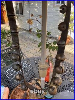 Antique Brass Petal Sleigh Bell Strap W. E. Barton WEB Running Horse 1880s