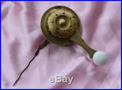 Antique Brass Porcelain Servants Bell Pull working with Chain and Wire