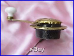 Antique Brass Porcelain Servants Bell Pull working with Chain and Wire