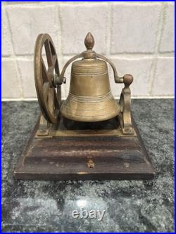 Antique Brass Pulley Wheel Desktop Servant's Call Service Bell