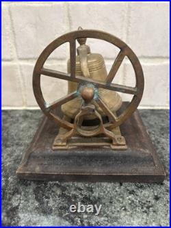 Antique Brass Pulley Wheel Desktop Servant's Call Service Bell