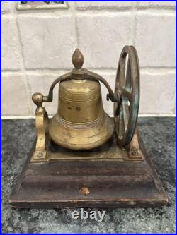 Antique Brass Pulley Wheel Desktop Servant's Call Service Bell