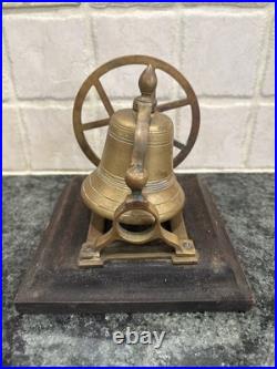 Antique Brass Pulley Wheel Desktop Servant's Call Service Bell