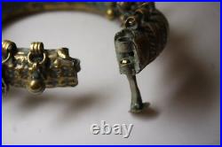 Antique Brass Repousse Moroccan Ankle Bracelet Dangle Bells/ Belly Dance