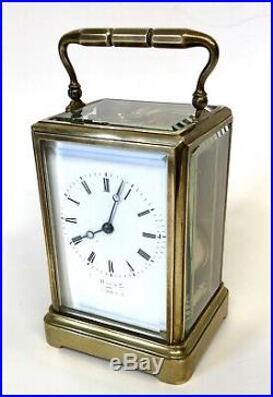 Antique Brass STRIKING ON BELL Carriage Clock HALL & CO MANCHESTER