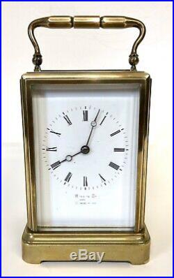 Antique Brass STRIKING ON BELL Carriage Clock HALL & CO MANCHESTER