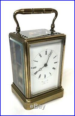 Antique Brass STRIKING ON BELL Carriage Clock HALL & CO MANCHESTER