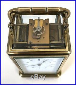 Antique Brass STRIKING ON BELL Carriage Clock HALL & CO MANCHESTER