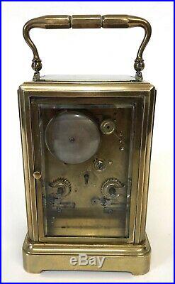 Antique Brass STRIKING ON BELL Carriage Clock HALL & CO MANCHESTER