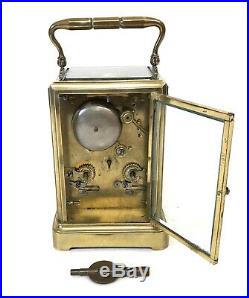 Antique Brass STRIKING ON BELL Carriage Clock HALL & CO MANCHESTER