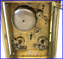 Antique Brass STRIKING ON BELL Carriage Clock HALL & CO MANCHESTER