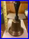 Antique Brass School Bell 10 Inches! Wood Handle Country Hand Heavy! 1850-1890