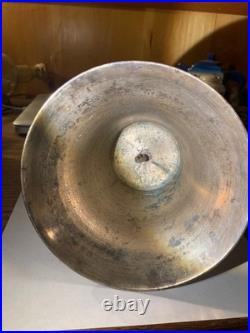 Antique Brass School Bell 10 Inches! Wood Handle Country Hand Heavy! 1850-1890