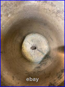 Antique Brass School Bell 10 Inches! Wood Handle Country Hand Heavy! 1850-1890