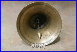 Antique Brass School Bell With Wooden Handle 8-5/8