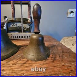 Antique Brass School Bells 7 and 9