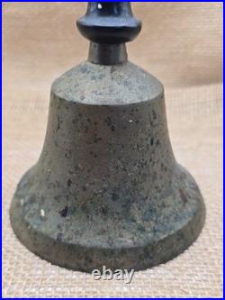 Antique Brass Schoolmarm Bell Large Wood-Handheld School Bell 7.25