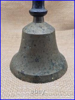 Antique Brass Schoolmarm Bell Large Wood-Handheld School Bell 7.25