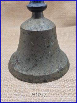 Antique Brass Schoolmarm Bell Large Wood-Handheld School Bell 7.25