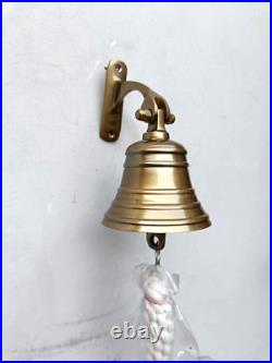 Antique Brass Ship Bell 6 Nautical Hanging Door Bell With Wall Mounted Bracket