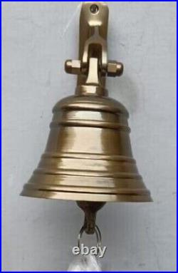 Antique Brass Ship Bell 6 Nautical Hanging Door Bell With Wall Mounted Bracket