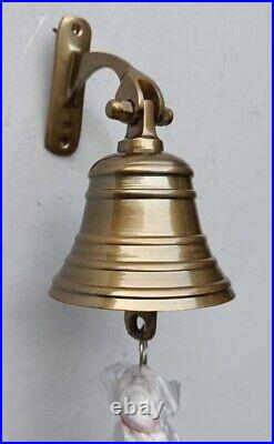 Antique Brass Ship Bell 6 Nautical Hanging Door Bell With Wall Mounted Bracket