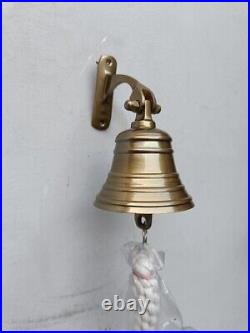 Antique Brass Ship Bell 6 Nautical Hanging Door Bell With Wall Mounted Bracket