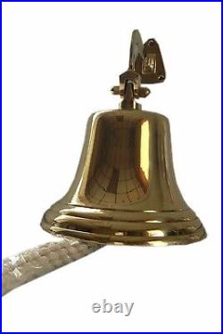 Antique Brass Ship Bell 7 Nautical Hanging Door Bell With Wall Mounted Bracket
