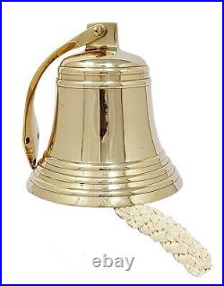Antique Brass Ship Bell Large Polished Nautical Hanging Bell Wall Mount